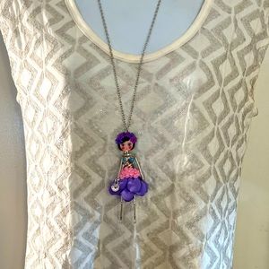 CUTE “LADY” SILVER CRYSTAL PENDANT NECKLACE